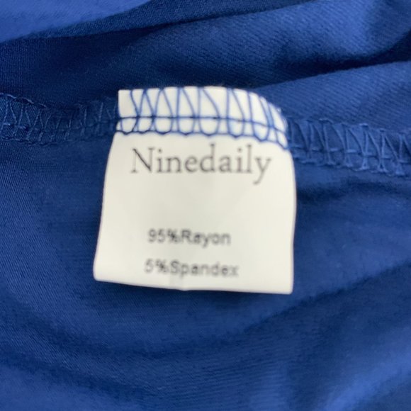 Ninedaily Large NWT Top Wrap Blue Fitted Slimming L Stretch - Picture 7 of 7